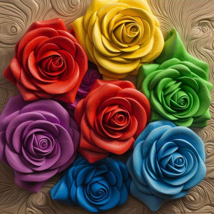 Patterns and decorations (Rainbow roses 2, PATTERN_734) 3D models for cnc